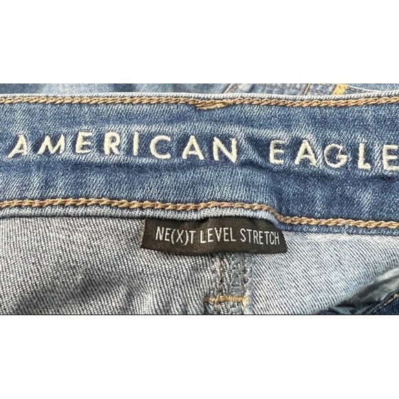 American Eagle Sz 8 Hi Rise Jegging N(e)xt Level Stretch Jeans Raw Hem - Picture 5 of 7